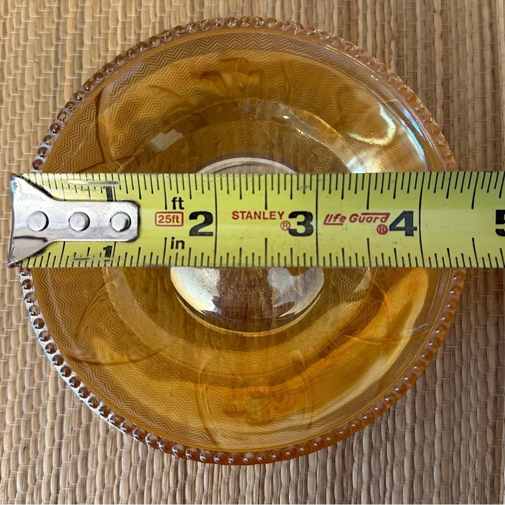 Carnival Glass Jeanette Iris & Herringbone Orange Iridescent Small Bowl VTG